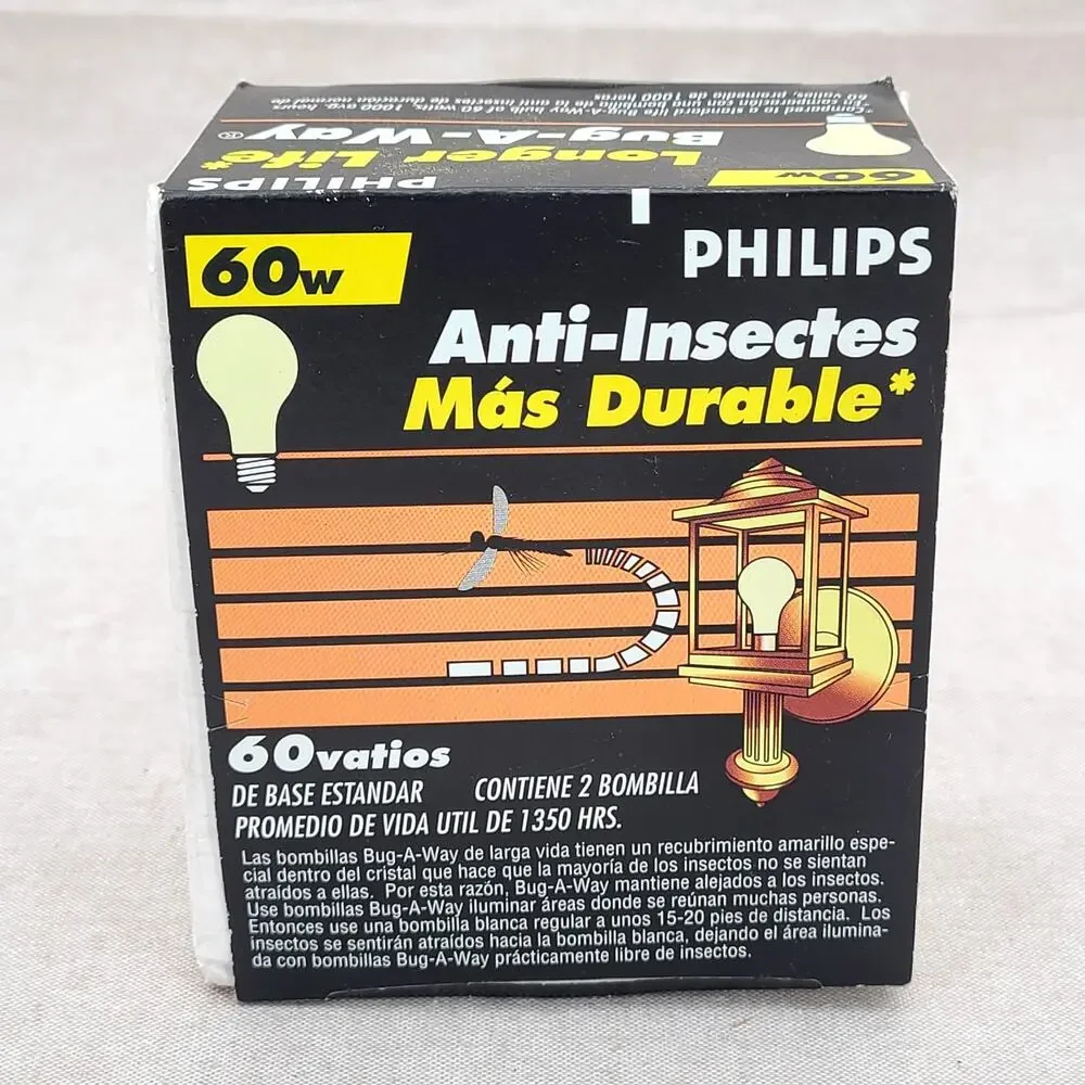 Philips Longer Life Bug-A-Way 60W Yellow Light Bulbs - 2-Pack - 1350 Avg. Hours